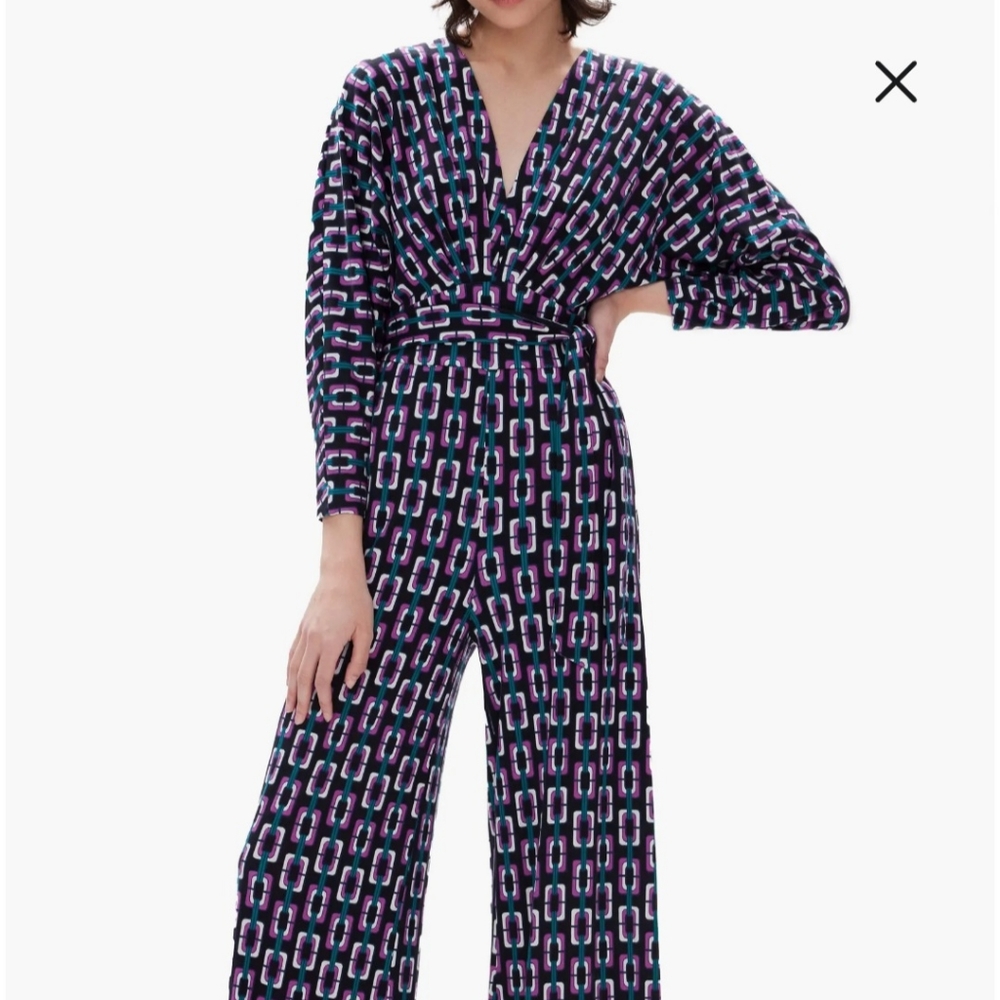 Diane Von Furstenberg Jumpsuit Belted Pattern